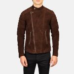 Men's Faisor Mocha Suede Leather Biker Jacket