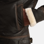 Men's Francis B-3 Brown & Cream Leather Bomber Jacket