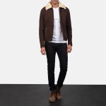 Men's Coffner Brown Shearling Fur Leather Jacket