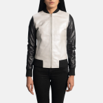 Women's Cole Silver Leather Bomber Jacket
