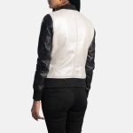 Women's Cole Silver Leather Bomber Jacket