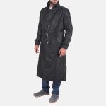 Men's Daniel Black Leather Trench Coat