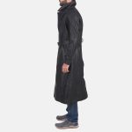 Men's Daniel Black Leather Trench Coat