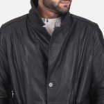 Men's Daniel Black Leather Trench Coat