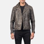 Men's Danny Quilted Brown Leather Biker Jacket