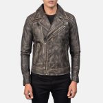 Men's Danny Quilted Brown Leather Biker Jacket