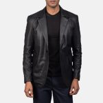 Men's Daron Black Leather Blazer