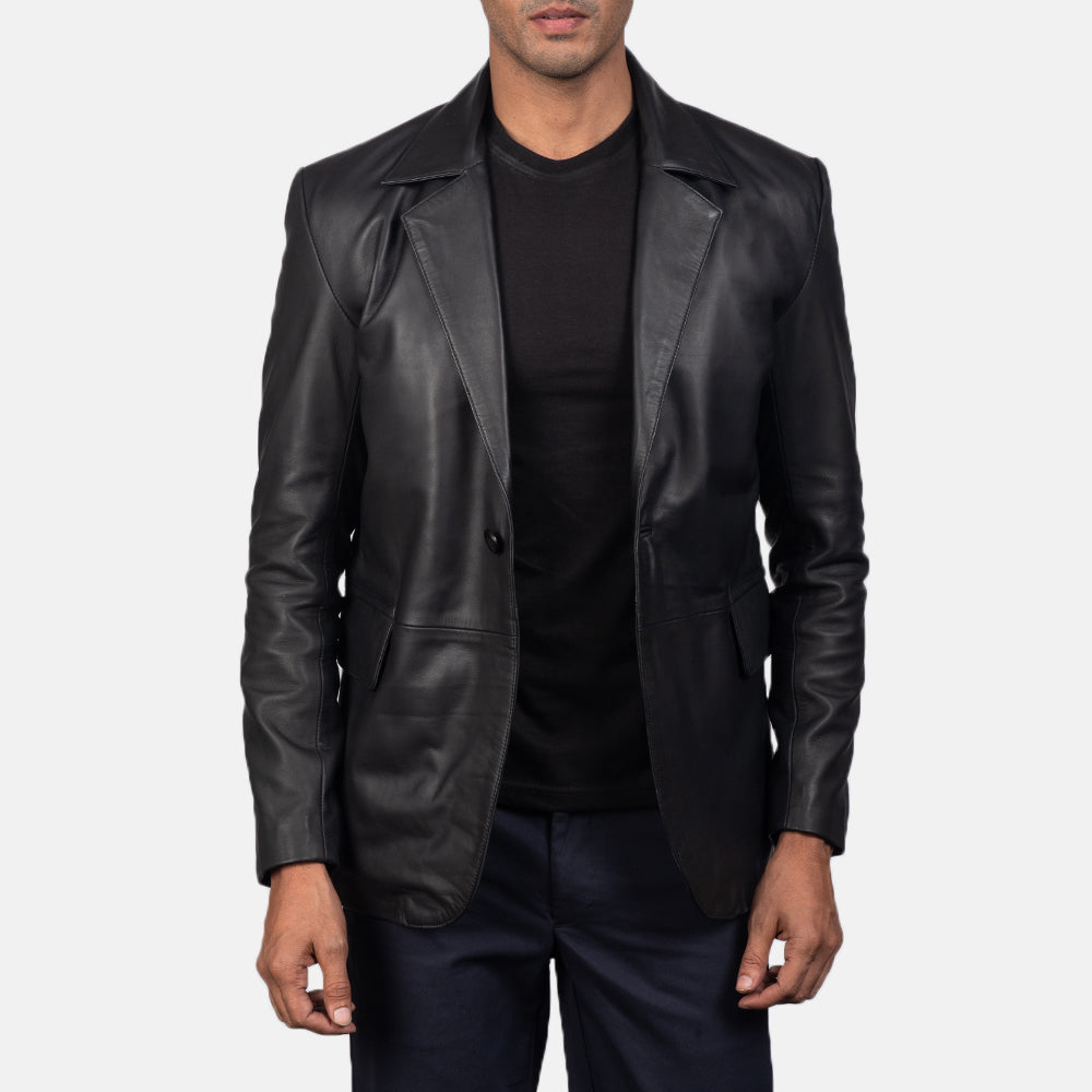 Men's Daron Black Leather Blazer