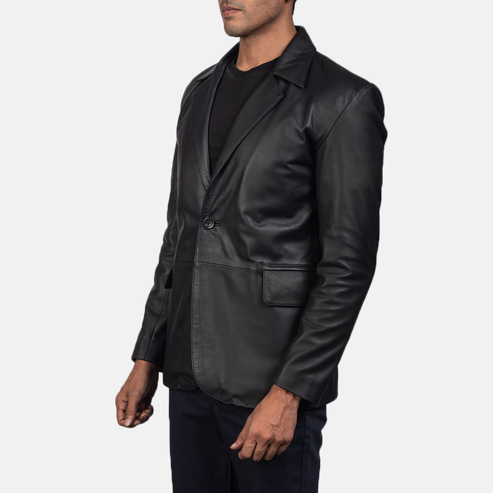 Men's Daron Black Leather Blazer