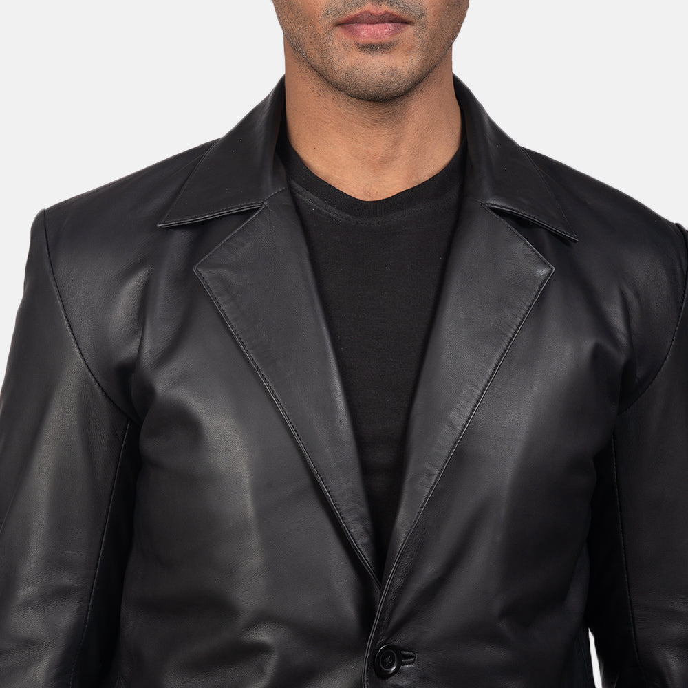 Men's Daron Black Leather Blazer