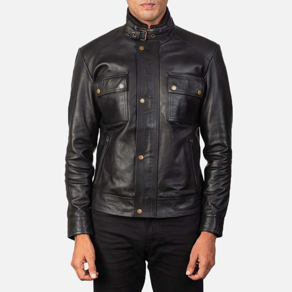 Men's Darren Black Leather Biker Jacket