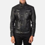 Men's Darren Black Leather Biker Jacket