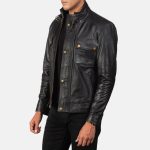 Men's Darren Black Leather Biker Jacket