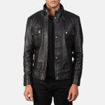Men's Darren Black Leather Biker Jacket
