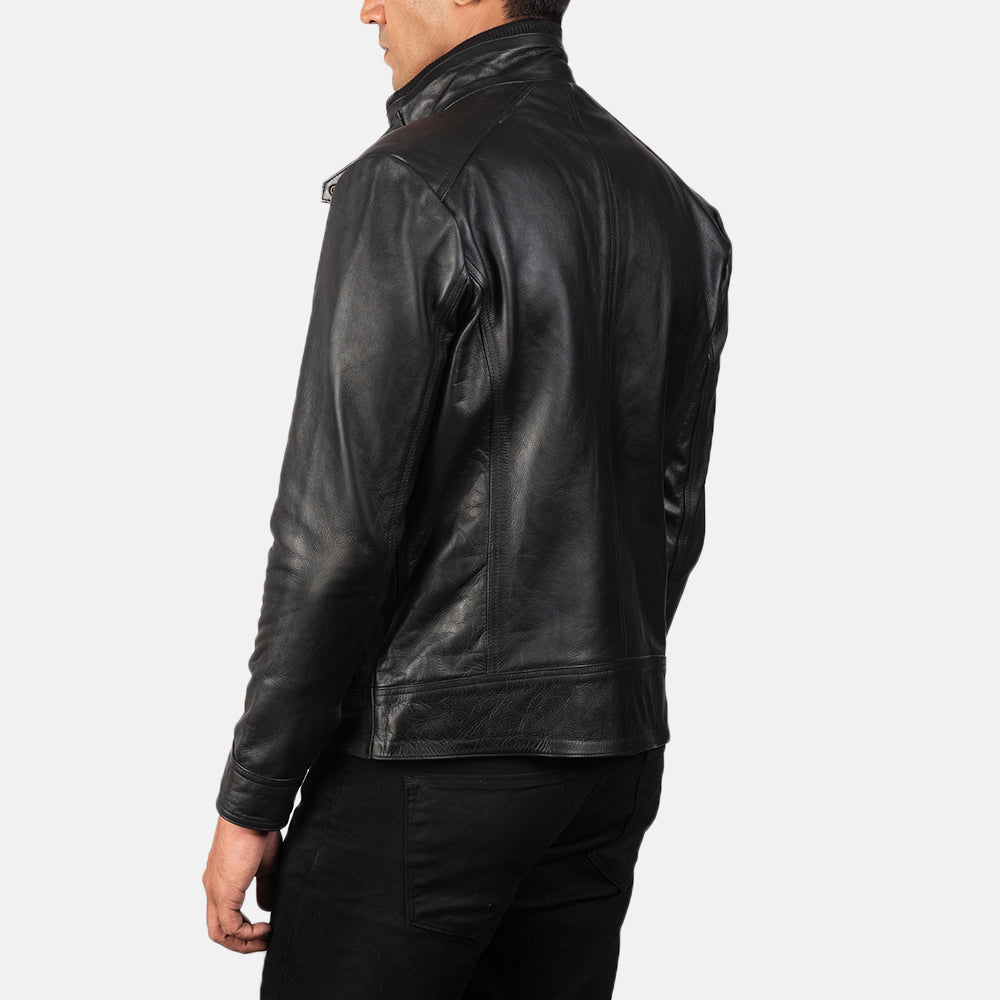 Men's Darren Black Leather Biker Jacket