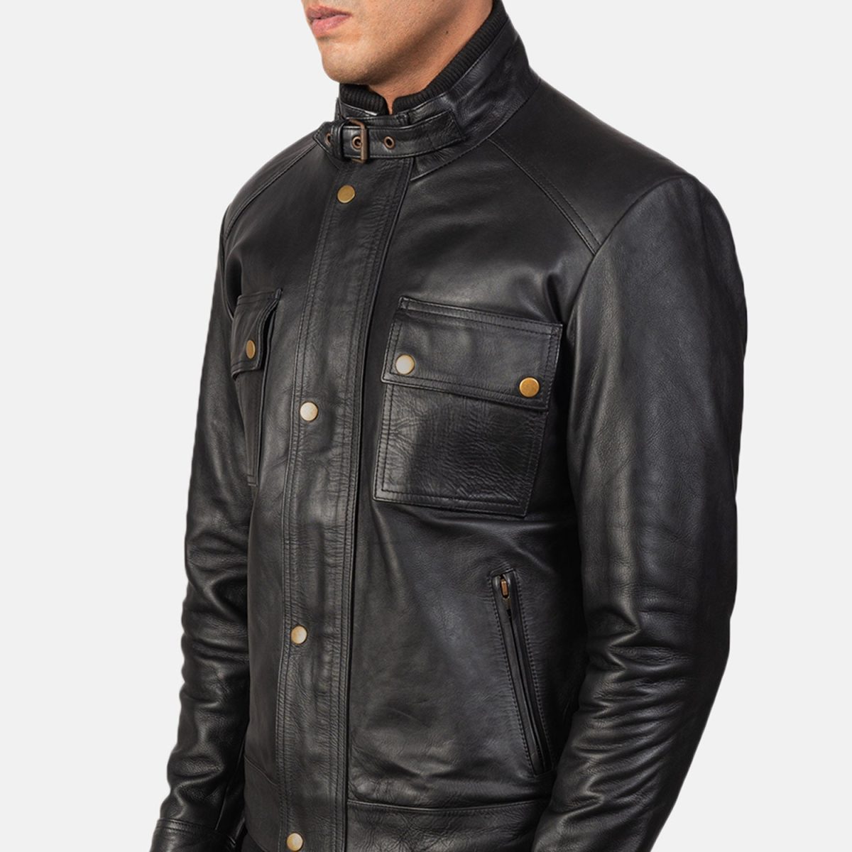 Men's Darren Black Leather Biker Jacket