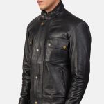 Men's Darren Black Leather Biker Jacket