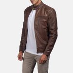 Men's Dean Brown Leather Biker Jacket