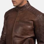 Men's Dean Brown Leather Biker Jacket