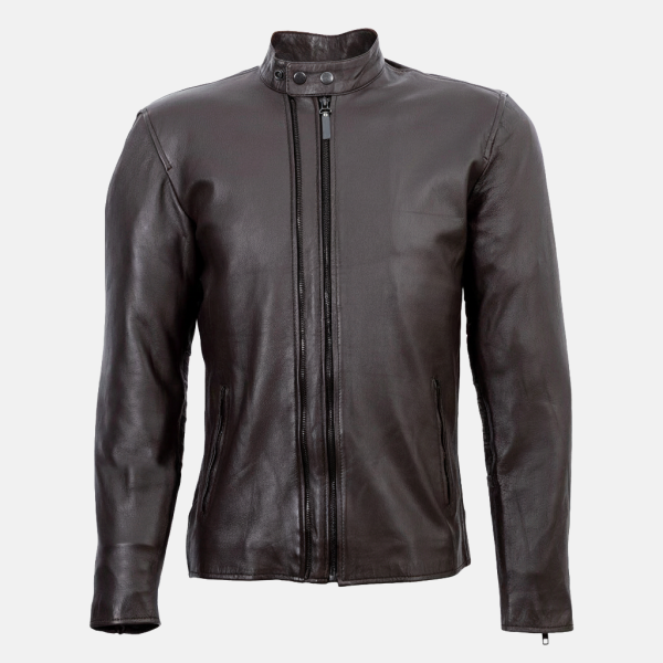 Men's Deosai Mocha Brown Cafe Racer Biker Leather Jacket