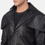 Men's Deux Black Leather Duster Coat