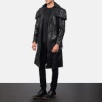 Men's Deux Black Leather Duster Coat