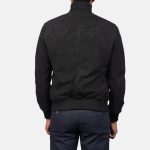 Men's Eaton Black Suede Leather Bomber Jacket