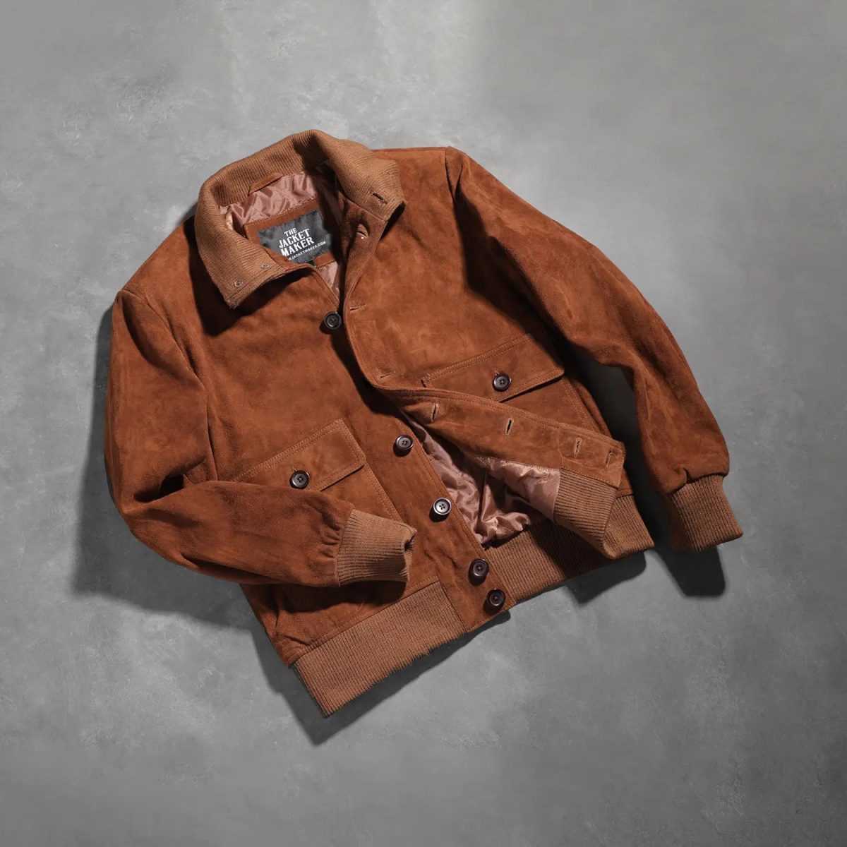 Men's Eaton Brown Suede Leather Bomber Jacket