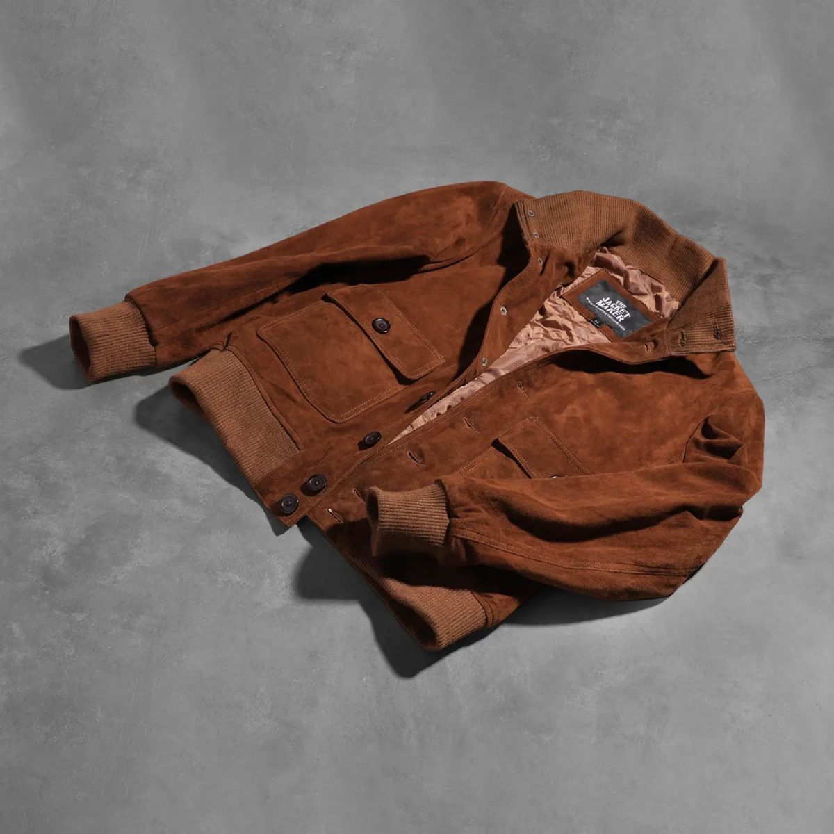 Men's Eaton Brown Suede Leather Bomber Jacket