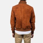 Men's Eaton Brown Suede Leather Bomber Jacket