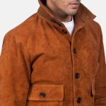 Men's Eaton Brown Suede Leather Bomber Jacket
