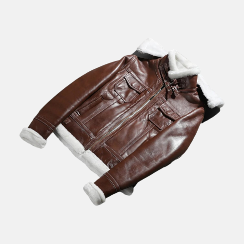 Women's Fiona Brown Hooded Shearling Leather Jacket