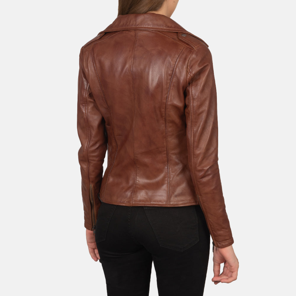 Women's Flashback Brown Leather Biker Jacket