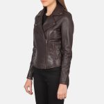 Women's Flashback Maroon Leather Biker Jacket