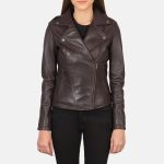 Women's Flashback Maroon Leather Biker Jacket