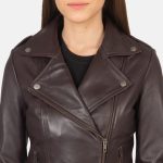 Women's Flashback Maroon Leather Biker Jacket