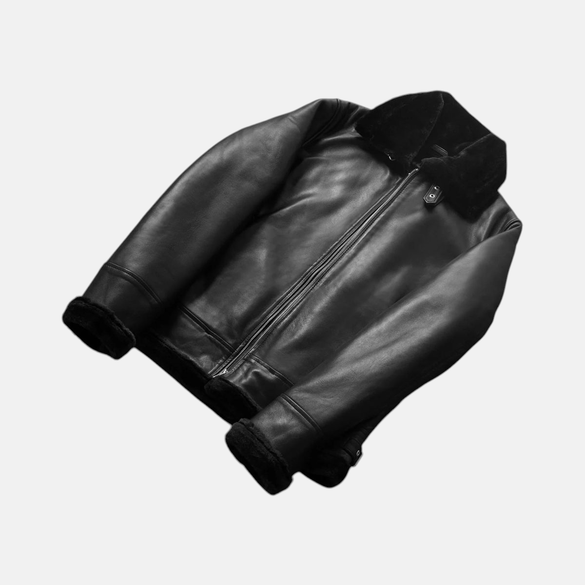 Men's Francis B-3 Black Leather Bomber Jacket