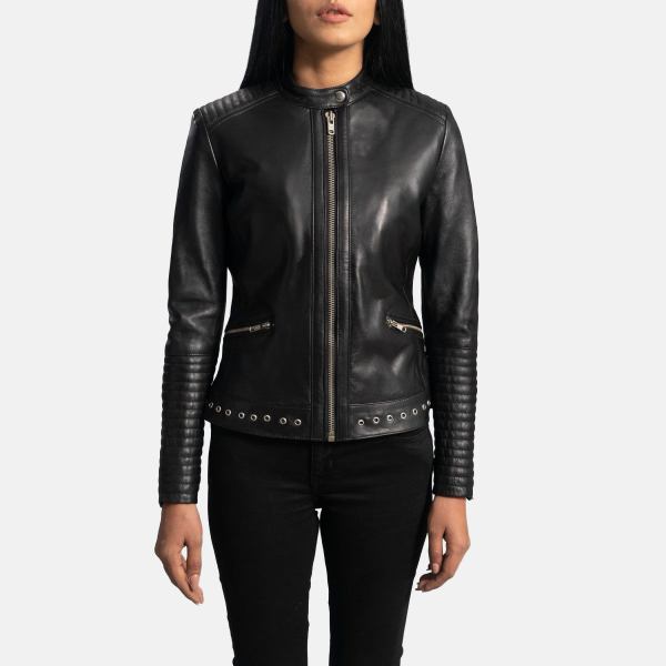 Women's Haley Ray Black Leather Biker Jacket