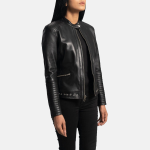 Women's Haley Ray Black Leather Biker Jacket