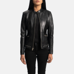 Women's Haley Ray Black Leather Biker Jacket