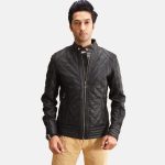 Men's Henry Quilted Black Leather Jacket