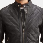 Men's Henry Quilted Black Leather Jacket