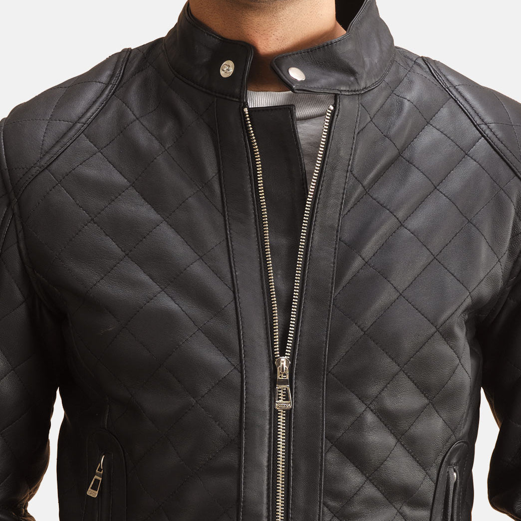 Men's Henry Quilted Black Leather Jacket