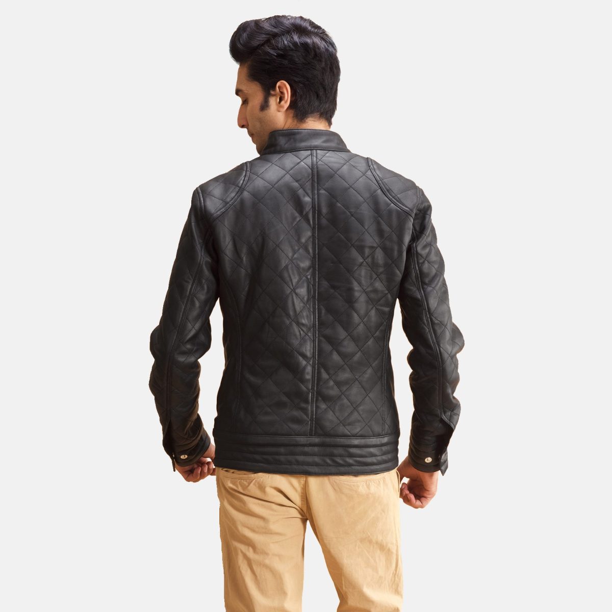 Men's Henry Quilted Black Leather Jacket