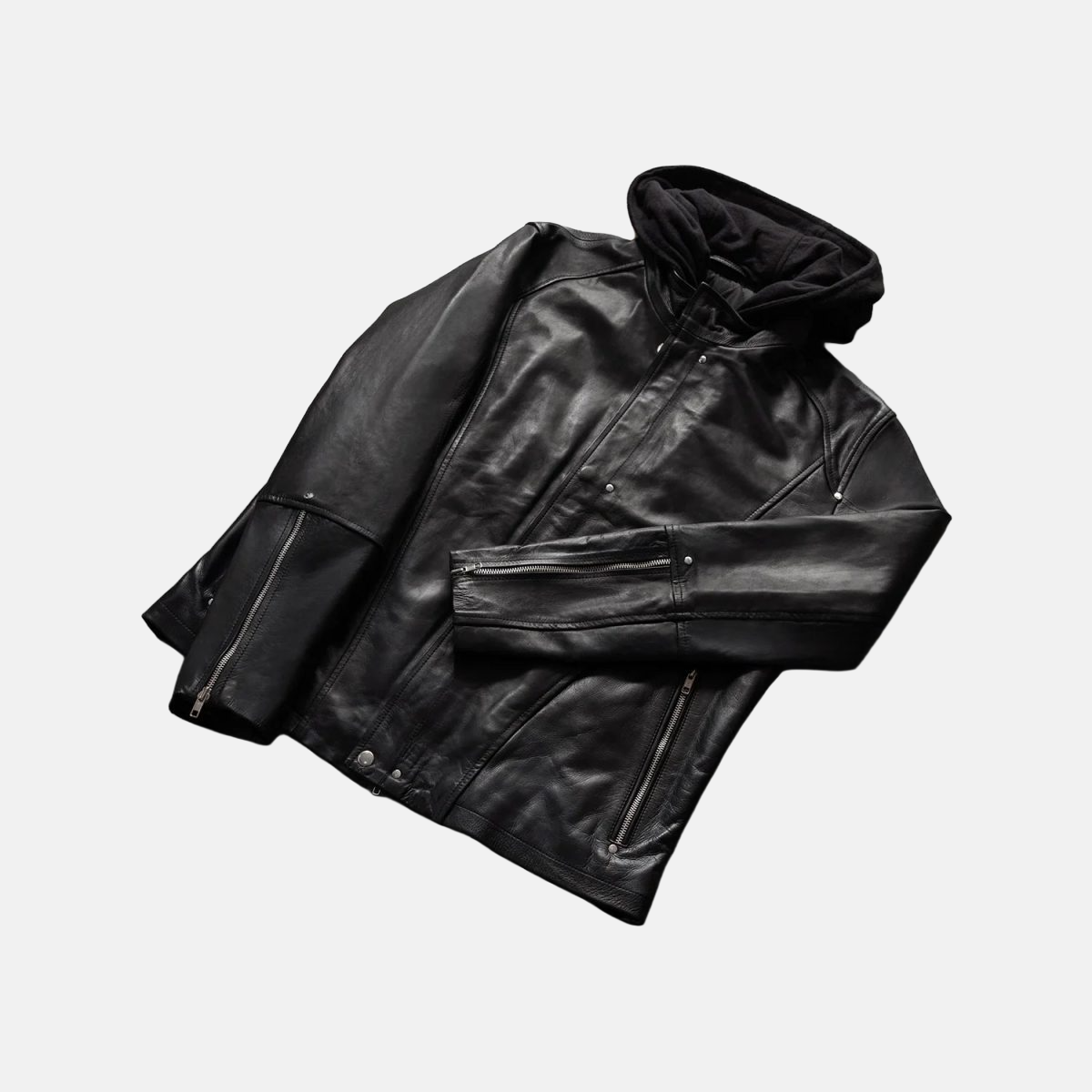 Men's Highschool Black Hooded Leather Jacket