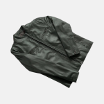 Men's Ionic Green Leather Biker Jacket