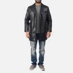 Men's Jordan Black Leather Coat