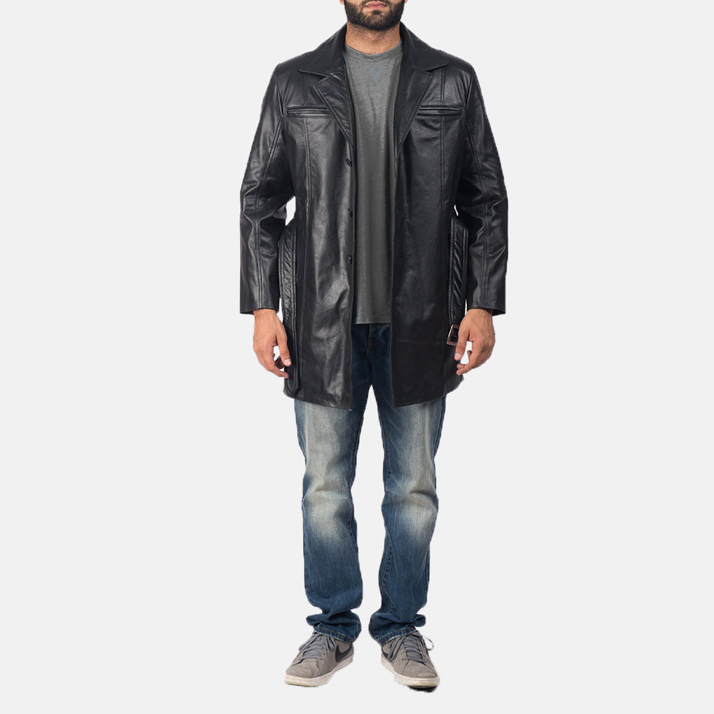 Men's Jordan Black Leather Coat