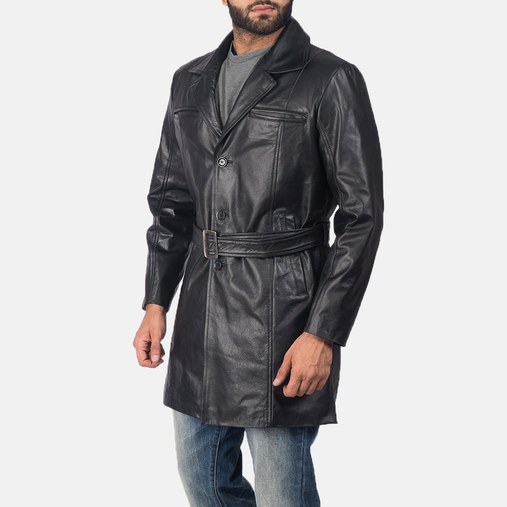 Men's Jordan Black Leather Coat