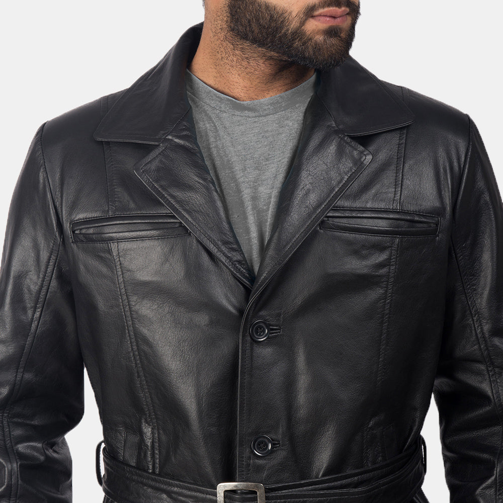 Men's Jordan Black Leather Coat